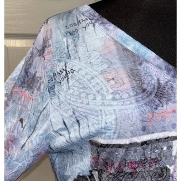 Shana Crushed Right To Education Tunic Women's Size M Purple Travel Art To Wear - Picture 10 of 13